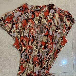 Tahari Red and Black Floral Midi Dress